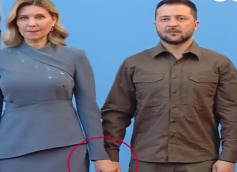 شاهد.. الكاميرا ترصد الرئيس الأوكراني وهو يداعب زوجته أثناء حضورهما لقمة الناتو..لن تصدق مافعله دون خجل!