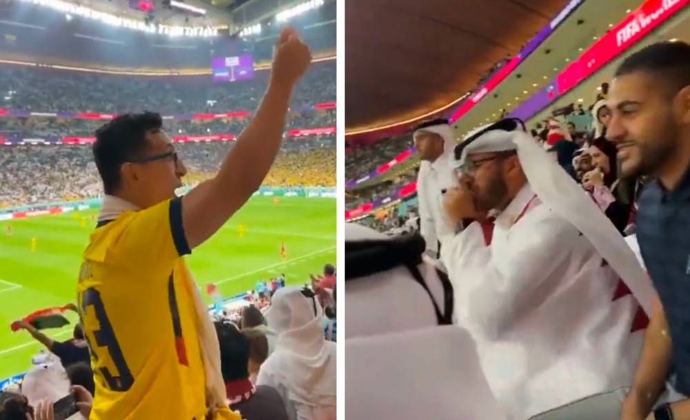 شاهد.. مشادة في المدرجات بين مشجع قطري وآخر إكوادوري تنتهي بمفاجأة!